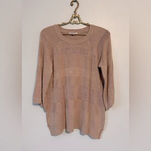 Liverpool Women's Beige Textured Crew Neck Sweater